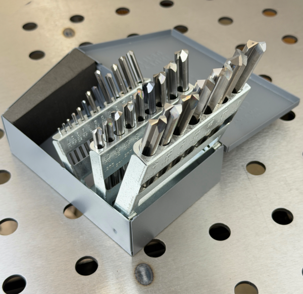 Carbide Straight Flute Drill Bit Set on Welding table