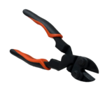 Compact 8inch Orange and Black Bolt Cutters, jaw open on white background