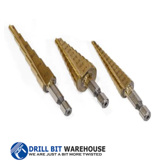 Spiral Fluted Step Drill Bit, Hex shank