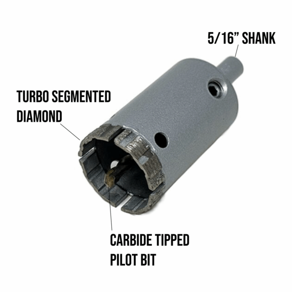 Diamond Turbo Core Bit for glass and tile with info