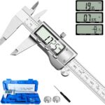 Digital Caliper Measuring Tool, Stainless Steel Vernier Caliper Digital Micrometer with Large LCD Screen