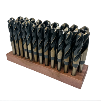 HSS Silver & Deming 32pc Drill Bit Set in wood block