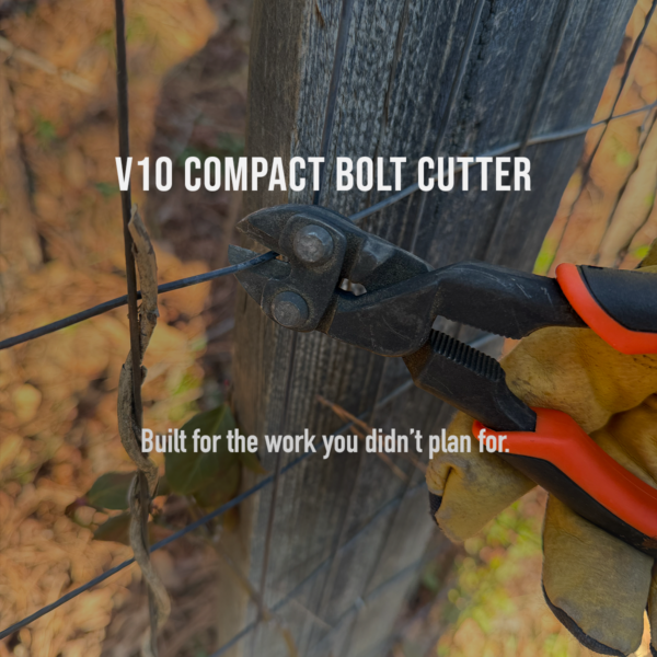 handheld compact bolt cutter cutting 9 gauge wire