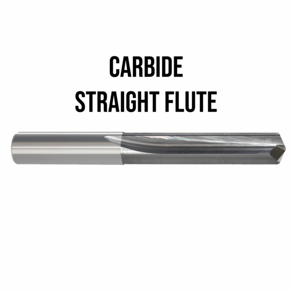 Carbide Straight Flute Drill Bit on white background with text