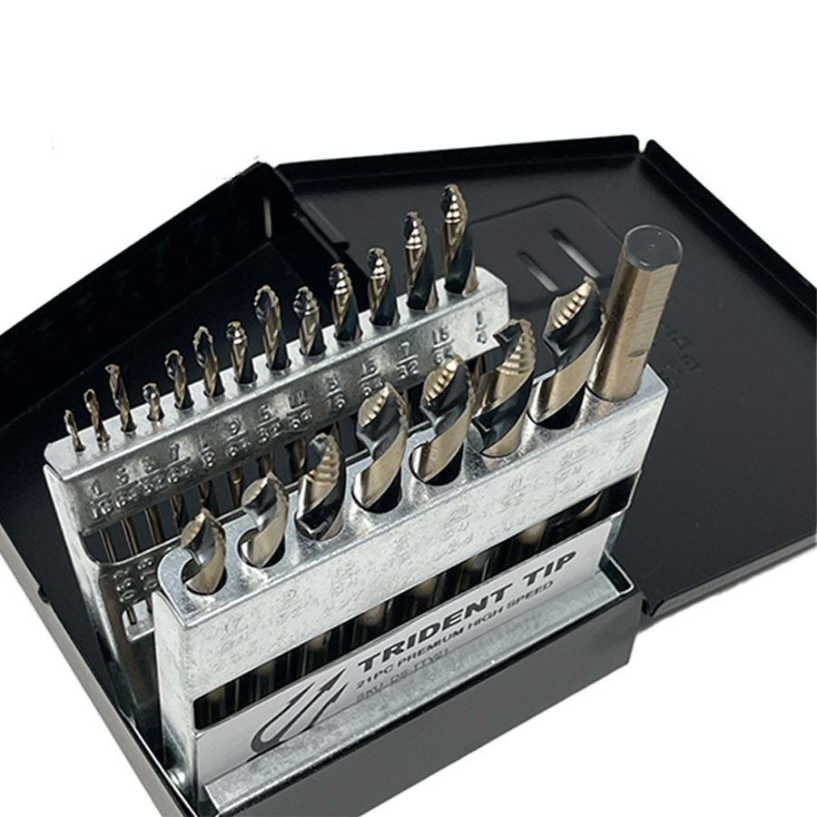 Trident 21PC Drill Bit Set – Mechanic Length Black & Gold Stepped