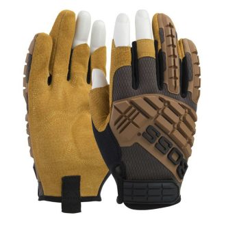 PREMIUM PIGSKIN PADDED LEATHER PALM WITH MESH FABRIC BACK AND TPR IMPACT PROTECTION