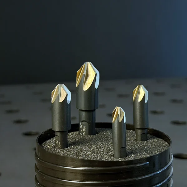 6-Flute 82° Chatter-Free HSS Countersink Set, 4 Pc (1/4", 5/16", 3/8", 1/2") - Made in USA