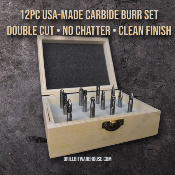 Carbide Rotary Burr Set - double cut - made in usa