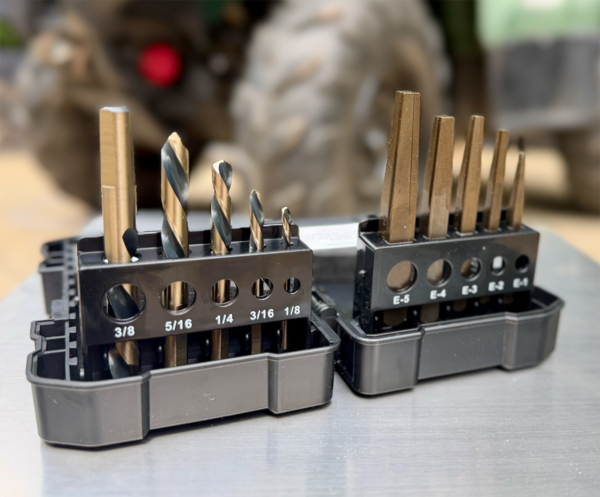 Left-Hand Spiral Drill Bits and Square Style Extractors Set