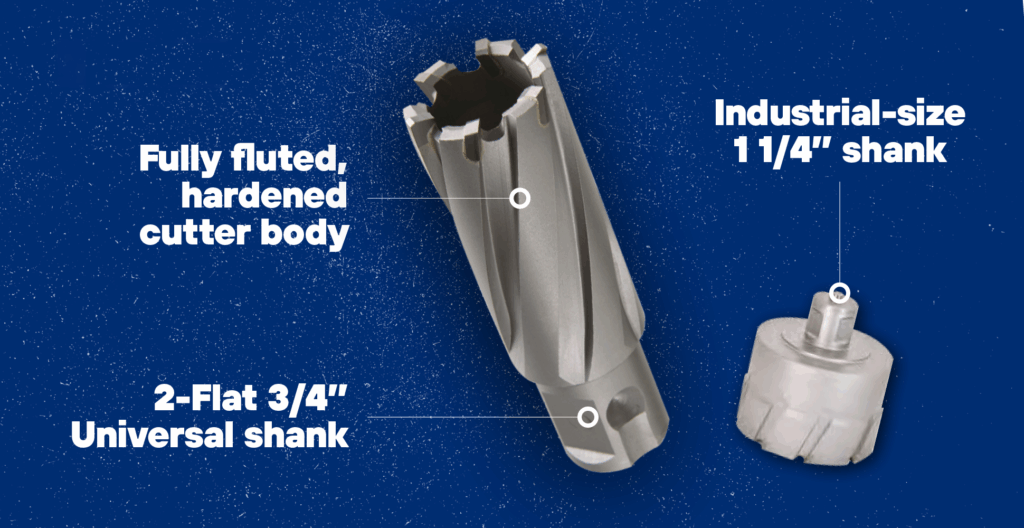 Carbide Annular cutter on blue background