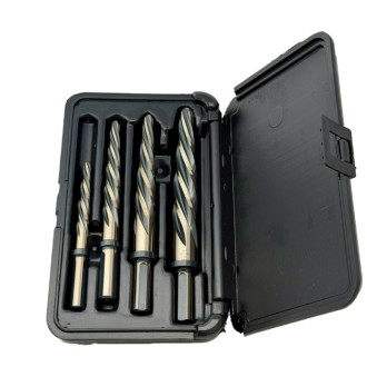 4pc USA made hole expansion reamer set with 3 flat shank in black case
