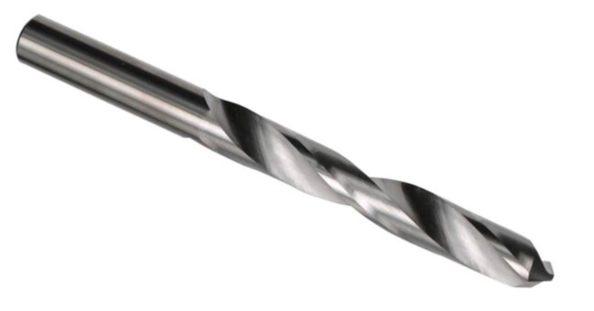 High-speed steel twist drill bit with polished flutes and straight shank, isolated on a white background.