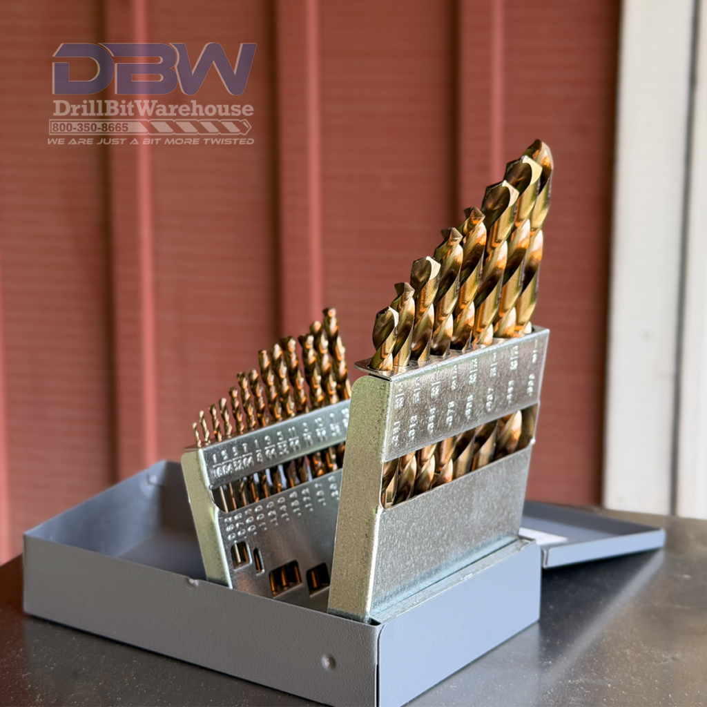 21 piece Gold Cobalt Drill bit Set in Metal case