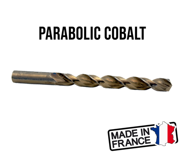 French-made HSCo parabolic cobalt drill bit with spiral flutes and straight shank – closeout stock